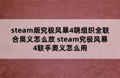 steam版究极风暴4晓组织全联合奥义怎么放 steam究极风暴4联手奥义怎么用